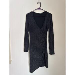 Akira Metallic Sparkle Wrap Midi Party Dress Size, Large